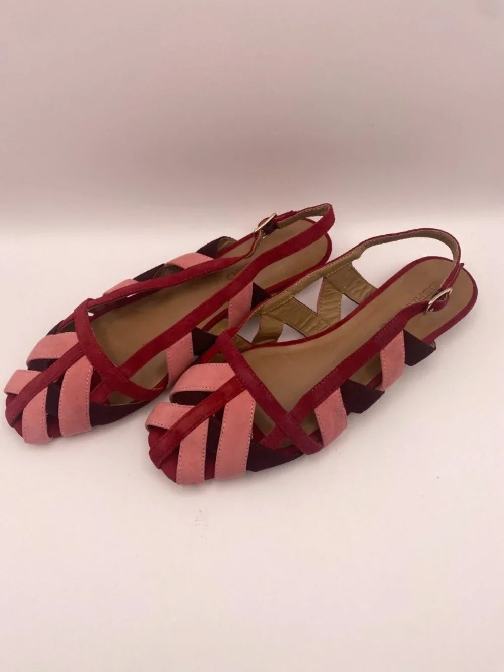 Bernardo Footwear Women Glinda Red Suede Slingback Flat Sz 6.5